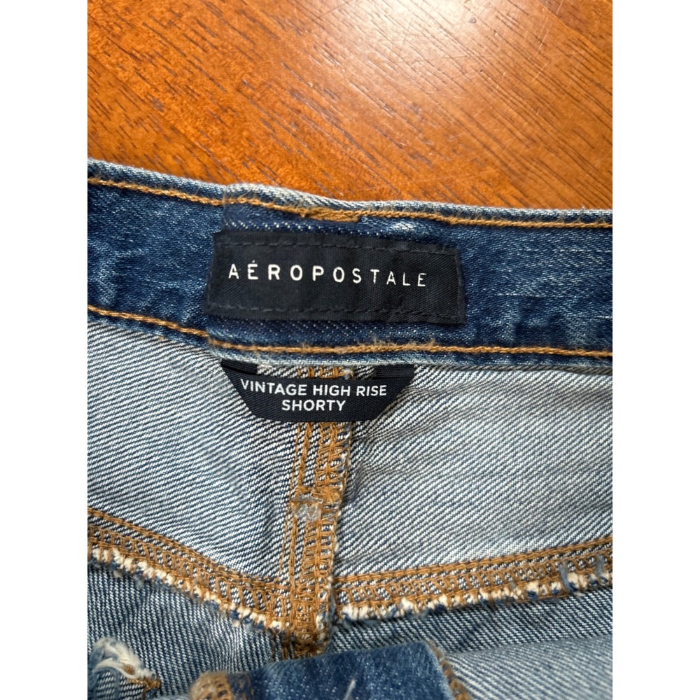New Aeropostale Denim Shorts Womens 12 Blue Distressed Vintage High Rise Shorty - Picture 7 of 11